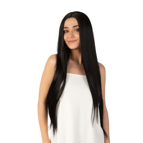 Parrucca lunga nera vestito