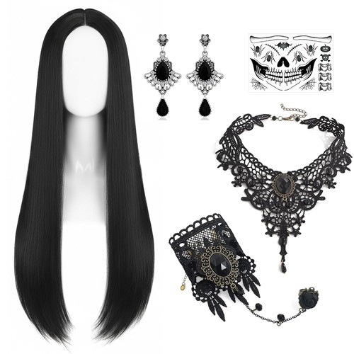 Set parrucca cosplay nera - set,