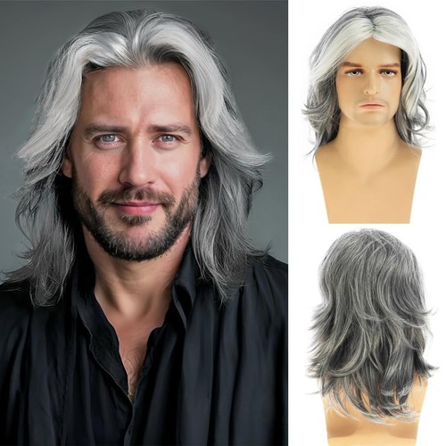 Parrucca uomo grigio lunga - parrucca,